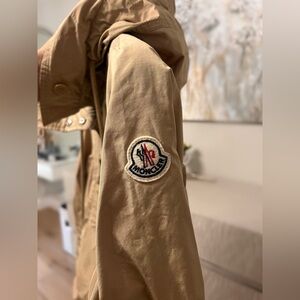 Moncler Beige Hooded Jacket with Logo